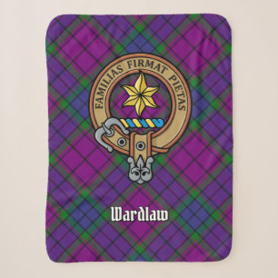 Clan Wardlaw Crest over Tartan Sherpa Blanket