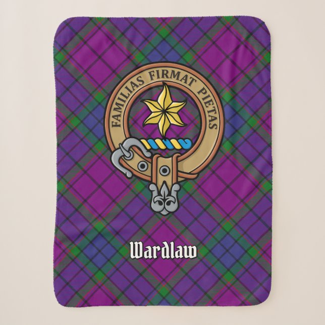 Clan Wardlaw Crest over Tartan Sherpa Blanket (Front)