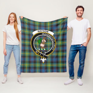 Clan Watson Ancient Tartan Plaid Fleece Blanket