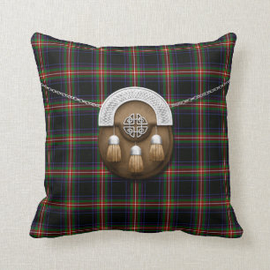 Clan Watt Tartan And Sporran Throw Pillow