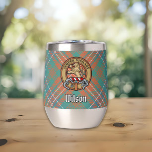 Clan Wilson Crest over Ancient Tartan