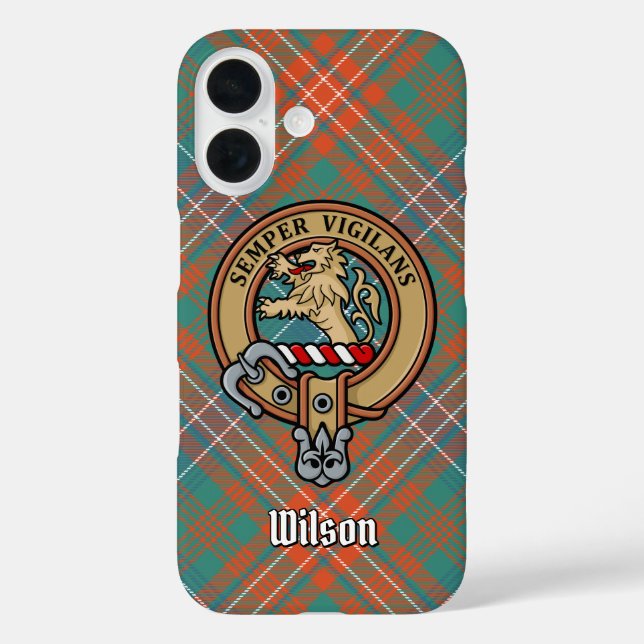 Clan Wilson Crest over Ancient Tartan Case-Mate iPhone Case (Back)
