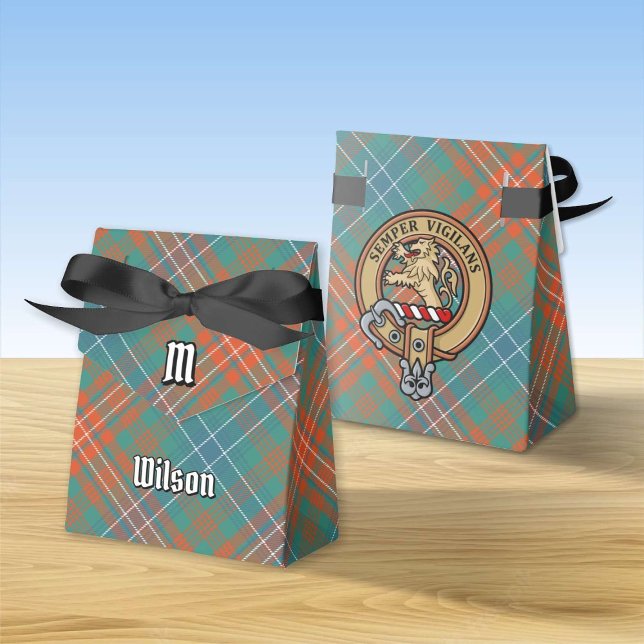 Clan Wilson Crest over Ancient Tartan Favor Box (Creator Uploaded)