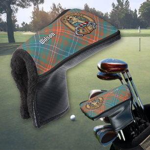 Clan Wilson Crest over Ancient Tartan Golf Head Cover