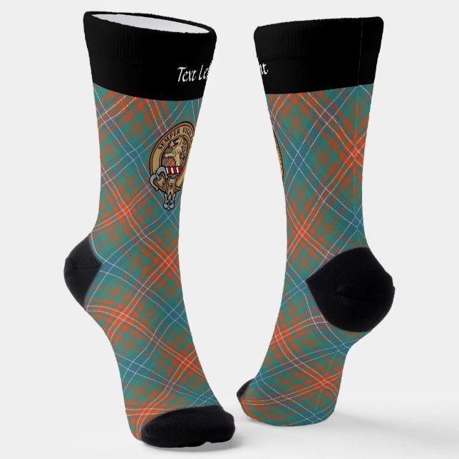 Clan Wilson Crest over Ancient Tartan Socks (Angled)