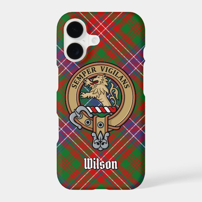 Clan Wilson Crest over Modern Tartan (Back)