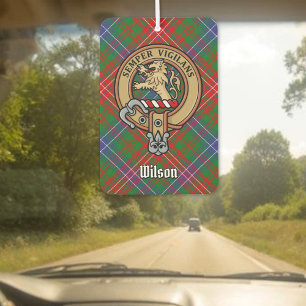 Clan Wilson Crest over Modern Tartan Air Freshener