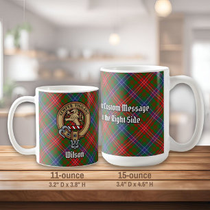 Clan Wilson Crest over Modern Tartan Coffee Mug