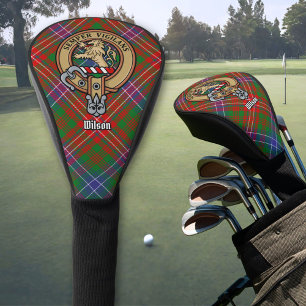 Clan Wilson Crest over Modern Tartan Golf Head Cover