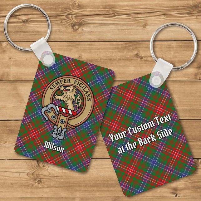Clan Wilson Crest over Modern Tartan Keychain (Creator Uploaded)