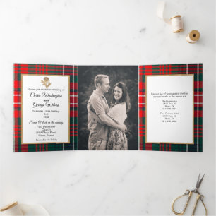 Clan Wilson Custom Photo Wedding Tri-Fold Invitation