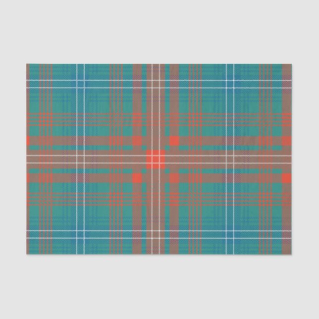 Clan Wilson Orange Turquoise Plaid Check Tartan  Tissue Paper (Front)