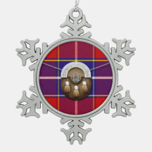 Clan Wishart Dress Tartan And Sporran Snowflake Pewter Christmas Ornament