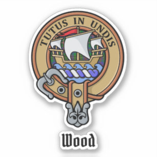 Clan Wood Crest over Tartan