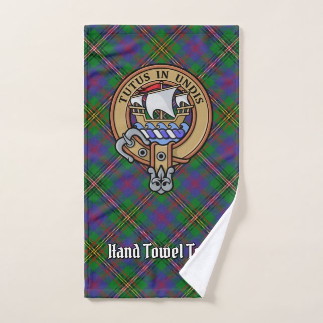 Clan Wood Crest over Tartan Bath Towel Set (Hand Towel)