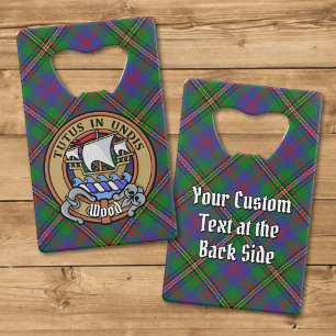 Clan Wood Crest over Tartan Credit Card Bottle Opener