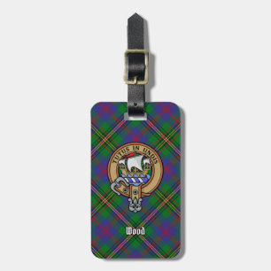 Clan Wood Crest over Tartan Luggage Tag