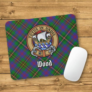 Clan Wood Crest over Tartan Mouse Pad