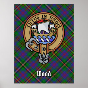 Clan Wood Crest over Tartan Poster