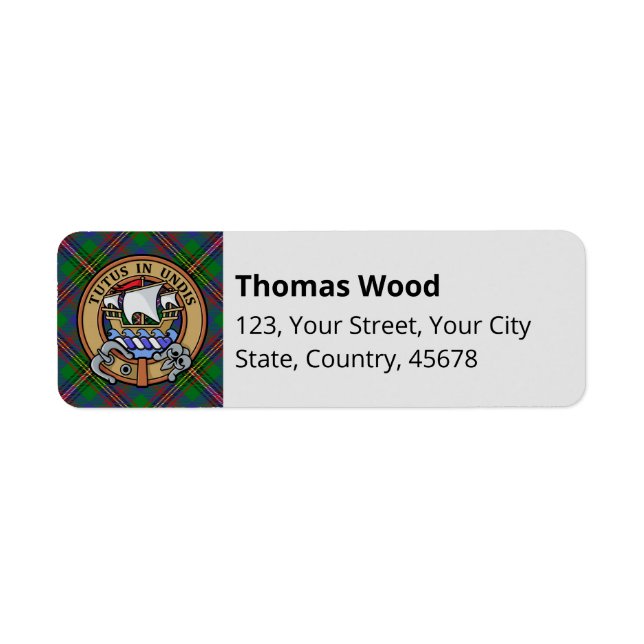 Clan Wood Crest sur Tartan (Devant)