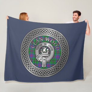 Clan Wood Crest & Tartan Knot Fleece Blanket