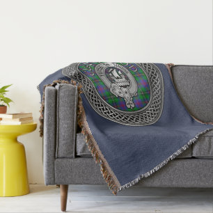 Clan Wood Crest & Tartan Knot Throw Blanket