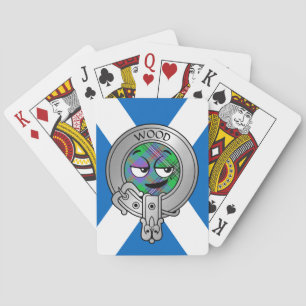 Clan Wood Crest & Tartan on Saltire Playing Cards