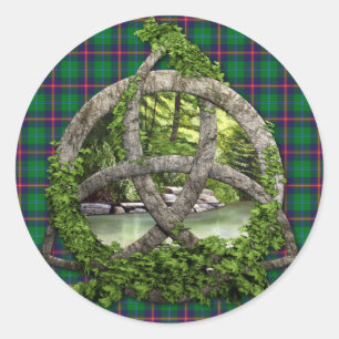 Clan Young Tartan Celtic Trinity Classic Round Sticker