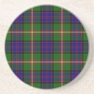 Clanranald tartan blue green plaid coaster