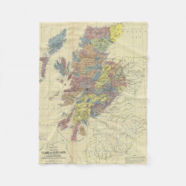 Clans Of Scotland Historical Map Clan Locations Fleece Blanket (Front)