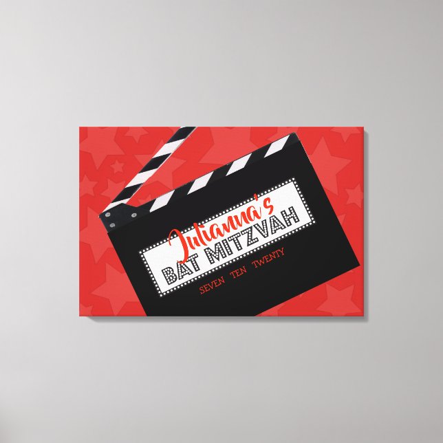 CLAPBOARD Bar Bat Mitzvah Sign In Memory Board (Front)