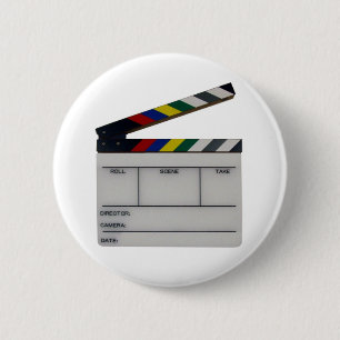 Clapboard movie filmmaker slate 2 inch round button