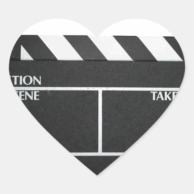 Clapboard movie slate clapper film heart sticker (Front)