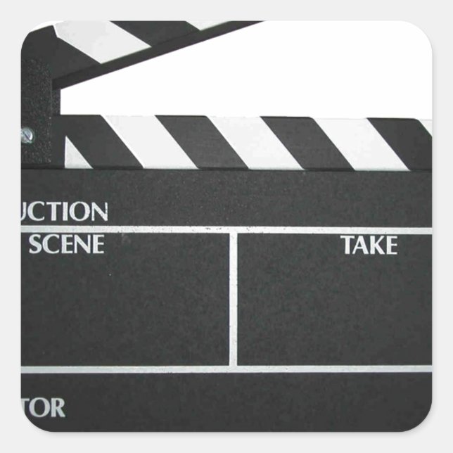 Clapboard movie slate clapper film square sticker (Front)