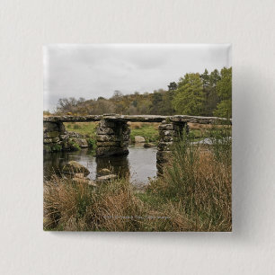 Clapper Bridge In Dartmoor National Park 2 Inch Square Button