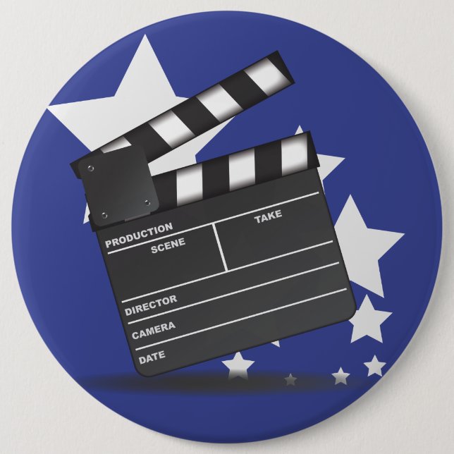 Clapperboard 6 Inch Round Button (Front)