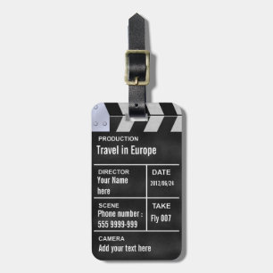 clapperboard cinema luggage tag