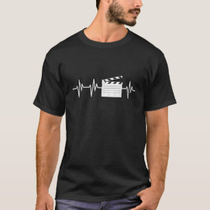 Clapperboard Heartbeat Funny Filmmaker Film Gift T-Shirt