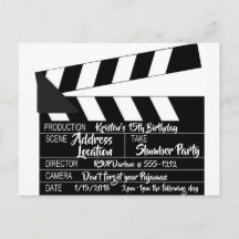 Clapperboard Postcard Personalized Invitation