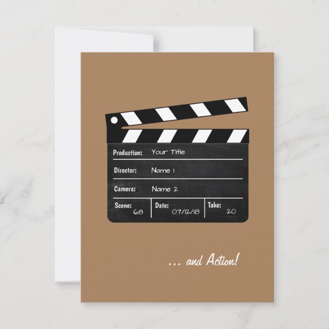 Clapperboard with customizable text invitation (Front)