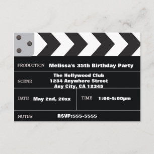 Clappert de cinéma d'étoile de cinéma Invitation H