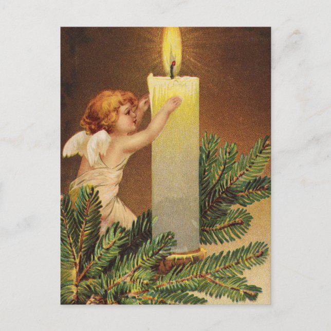 Clapsaddle: Angel on Fir Twig Postcard (Front)