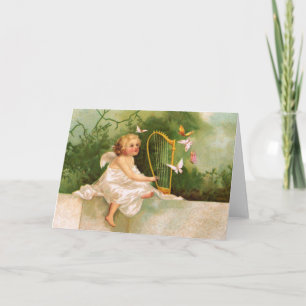 Clapsaddle: Angel Playing Harp Card