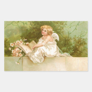 Clapsaddle: Angel with Book and Flowers Sticker