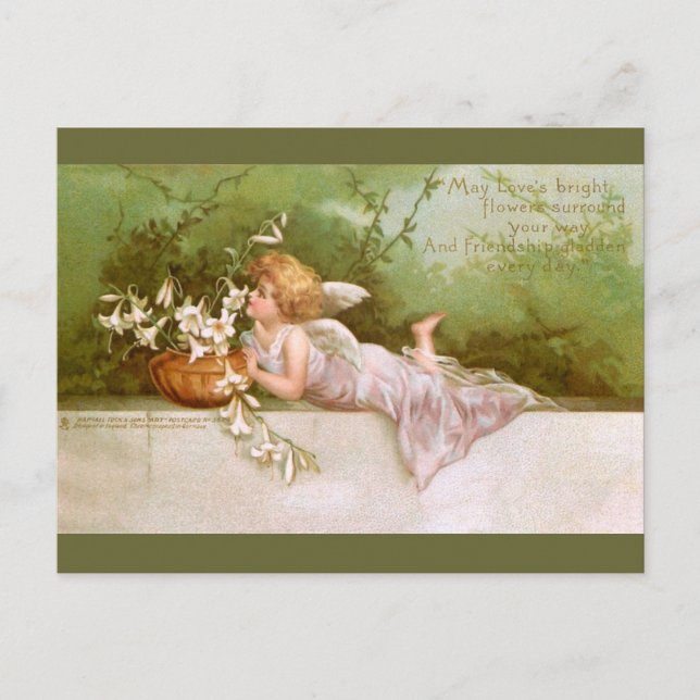 Clapsaddle: Angel with Lilies Postcard (Front)