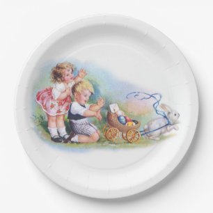 Clapsaddle: Children Playing with Bunny Paper Plate