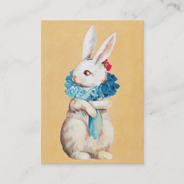 Clapsaddle: Easter Bunny Girl with Ruff Business Card (Front)