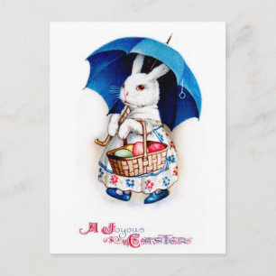 Clapsaddle: Easter Bunny Girl with Umbrella Holiday Postcard