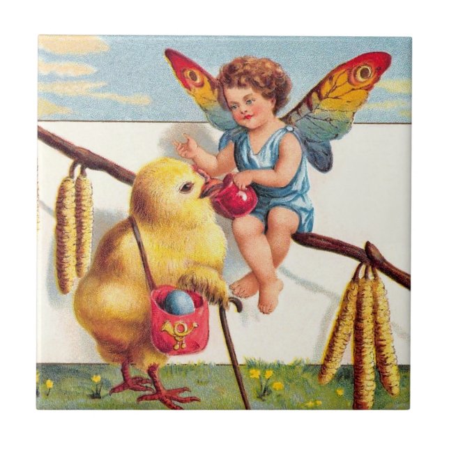 Clapsaddle: Easter Fairy with Chicken Tile (Front)