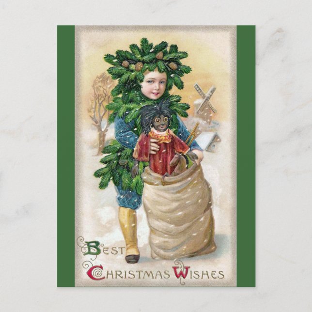 Clapsaddle: Fir Boy with Doll Postcard (Front)